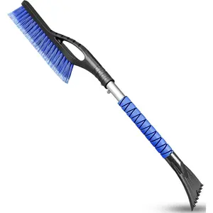 27inch Car Ice Scraper and Brush, Snow Brush and Ice Scraper with Foam Grip, Detachable Snow Scraper for SUV Truck Jeep Car Windshield Window - Blue
