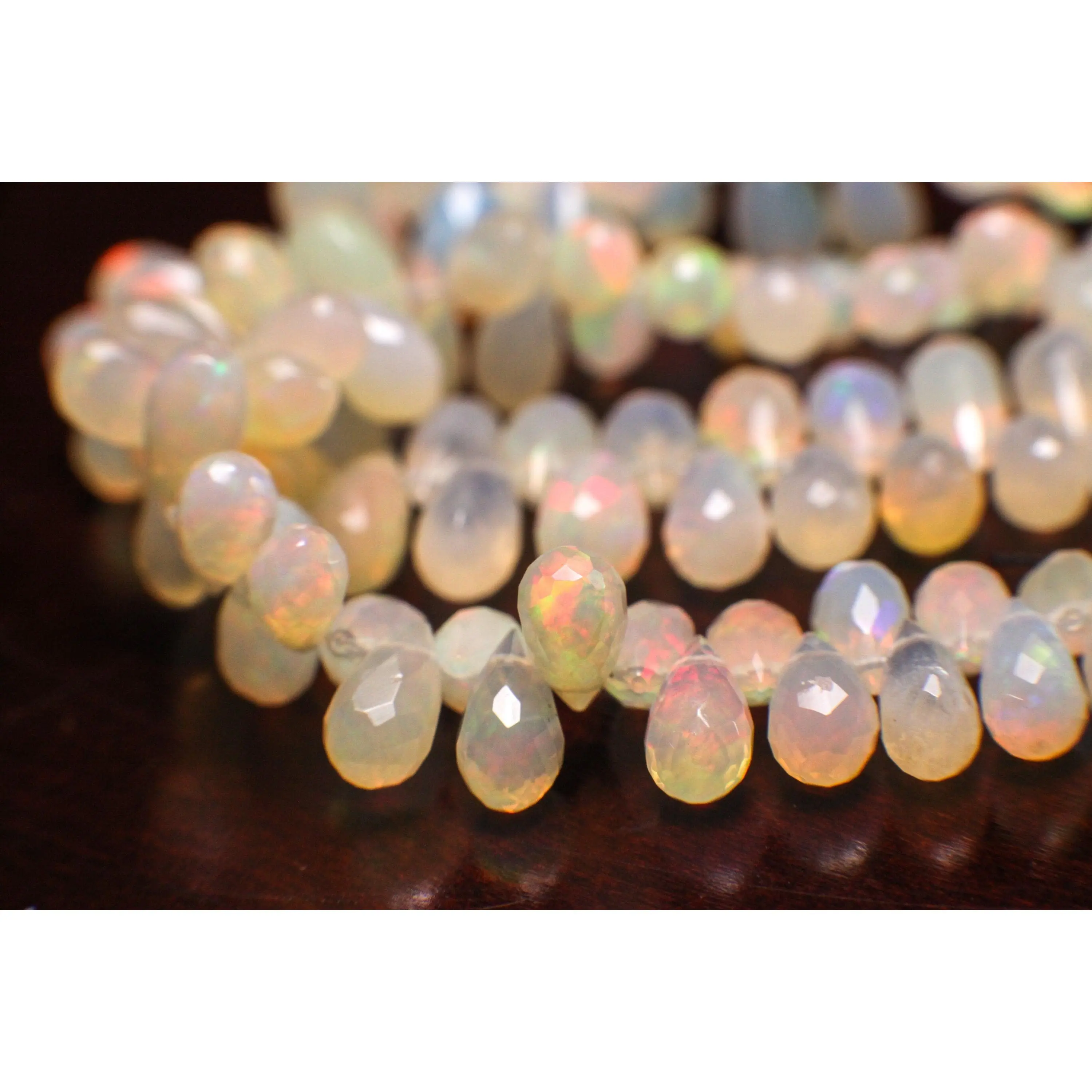Genuine Ethiopian Fire Opal , Welo Opal 4.5x8-5.5-9.5mm Faceted Tear drop, AAA quality fiery Opal jewelry making Briolette beads