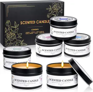 Fathers Day Gift Scented Candles for Women and Men, 6 Pack Aromatherapy Candles for Home Scented, Natural Soy Jar Candle Bulk Gift Set