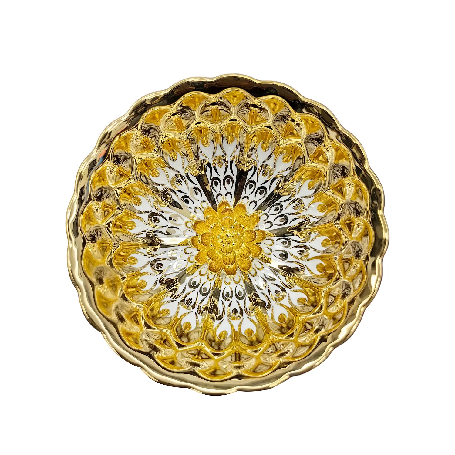 golden Glow Lotus Jianzhan Cup Porcelain Bowl with Intricate Lotus Carving & Delicate Petal Textures for Special Occasions