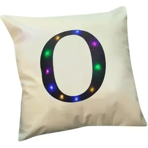 O Letters LED Night Light Cushion Cover 45x45cm J001 White Pillow Case for Chair/Sofa