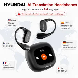 HYUNDAI Sports Translation Earbuds with Secure Ear-Hook Design, App-Based Multi-Language Translation Support, Bluetooth 5.4, Smart Touch Display Case, ENC Noise Reduction, HD Audio for Running, Workouts & Calls, Compatible with Android & iOS