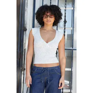 John Galt Women's Polka Dot Amara Surplice Short Sleeve Top