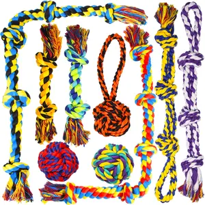 1/2/5/6/9/14 Pack Tough Indestructible Dog Toys for Large Breed, Durable Puppy Chew Toys for Teething, Heavy Duty Cotton Rope