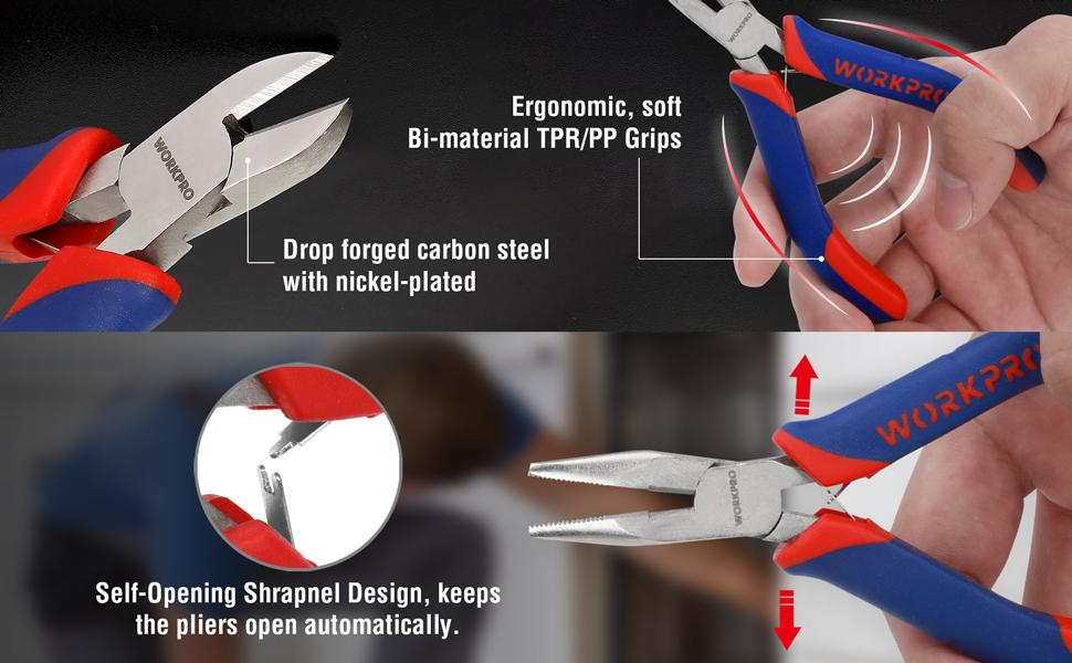 #fathersdaygift WORKPRO 6-piece Mini Pliers Set - Needle Nose, Diagonal, Long Nose, Bent Nose, End Cutting and Linesman, for Making Crafts, Repairing Electronic Devices, with Pouch #fathersdaygift WORKPRO 6-piece Mini Pliers Set - Needle Nose, Diagonal, Long Nose, Bent Nose, End Cutting and Linesman, for Making Crafts, Repairing Electronic Devices, with Pouch