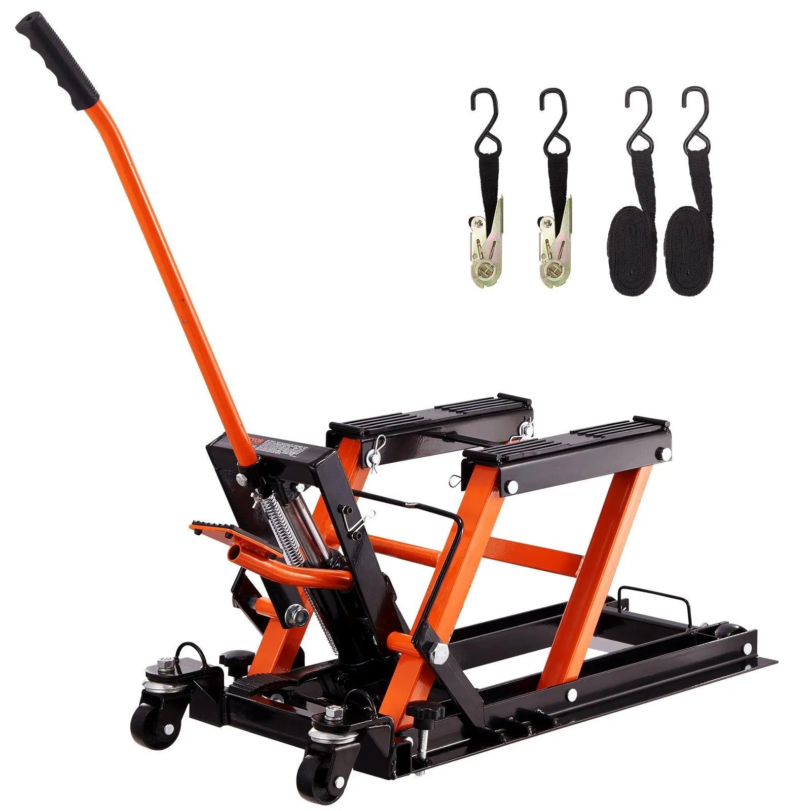 【Summerfinds】VEVOR Hydraulic Motorcycle Jack Stand,  1500 LBS ATV Scissor Lift Jack, 4.7"-15" Scissor Lift Jack Stand with 4 Wheels, Hydraulic Foot-Operated Hoist Stand for Motorcycle ATV UTV Powersports