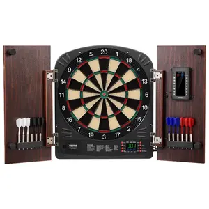 VEVOR Dartboard and Cabinet Set, Ready-to-Play Bundle Dartboard Cabinet Set, Hideaway Cabinet Features Electronic Scoring, Easy Assembly, Complete with All Accessories, Perfect for Cricket Games
