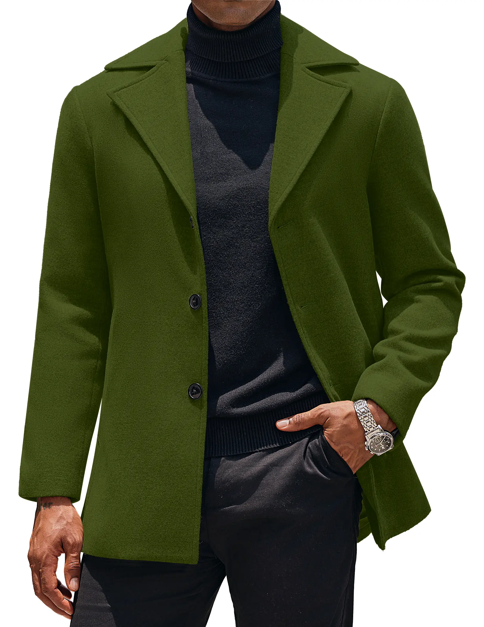 COOFANDY Mens Trench Coat Notched Collar Single Breasted Peacoat Winter Overcoat With Pockets COOFANDY Mens Trench Coat Notched Collar Single Breasted Peacoat Winter Overcoat With Pockets