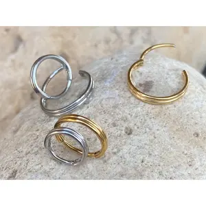 1 Piece of Stunning Double Line Hinged Segment Septum Ring/Hoop - Gauges 10g, 8mm, 7mm and 6mm