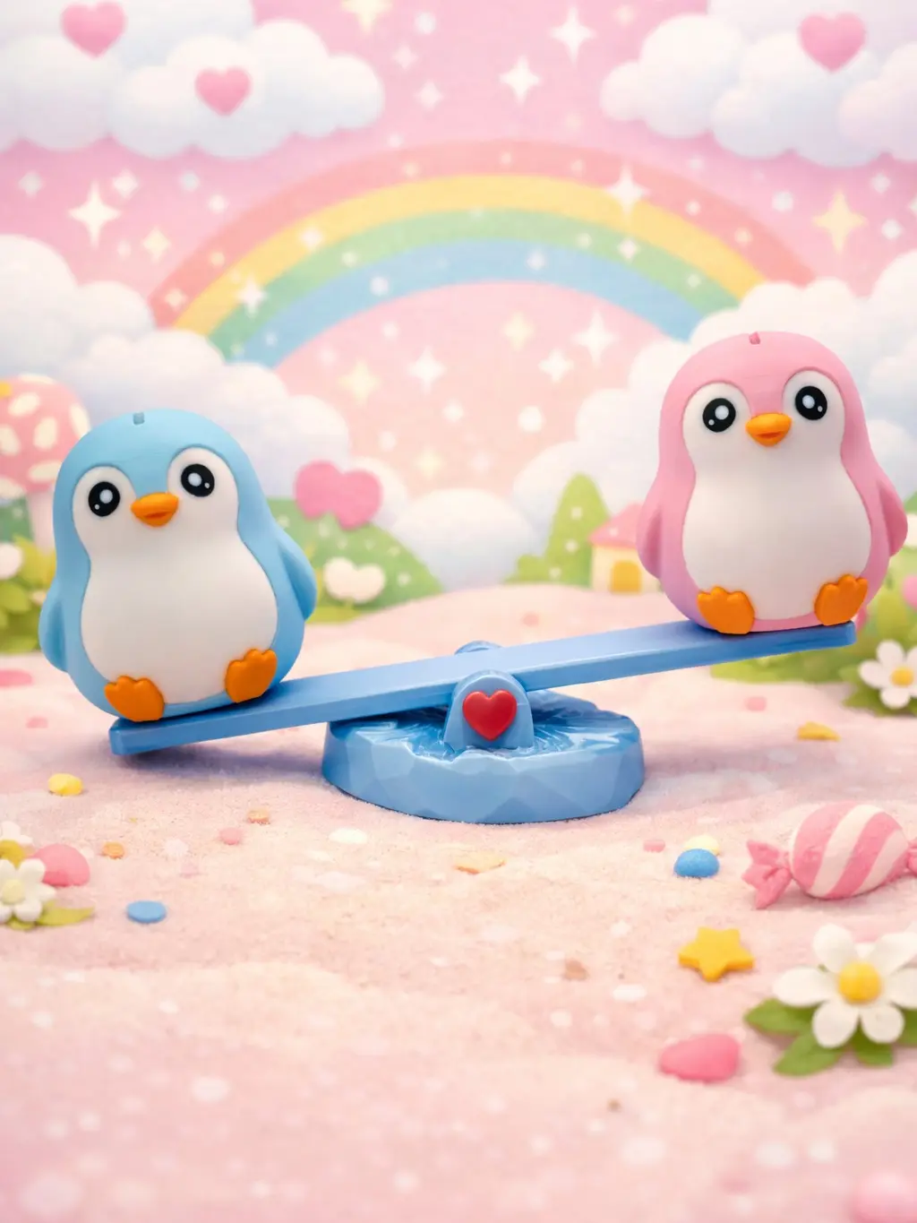 Partner Penguin Seesaw-Type Piggy Bank - 2-Piece Set for Couple Saving Fun, Home Decor, Valentine's Day & Anniversary Gift