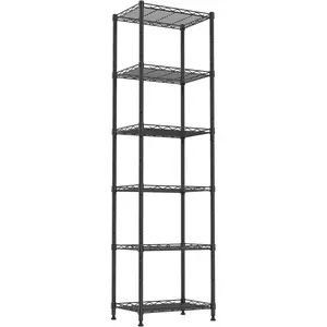 Wire Shelving Steel Storage Rack Adjustable Unit Shelves for Laundry Bathroom Kitchen Pantry Closet(Black,11.7" D x 16.8" W x 63" H)