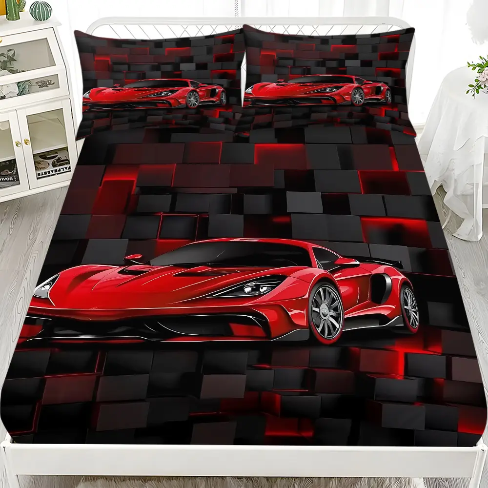 Bed Sheet Set (1 Fitted Sheet + 2 Pillowcases), Bedsheet Sets, Bed Sheets Set, Polyester Bedding Set, Modern Style, Suitable for Dorms, Bedrooms, Hotels, All Seasons, No Fillers