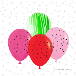 Watermelon Rind & Strawberry Seed Balloons – 4 Color Options (Party Pack)