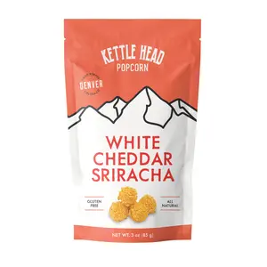 Kettle Head Popcorn White Cheddar Sriracha – Savory Gourmet Popcorn Snack, Hand Popped, Gluten Free, 3 oz