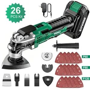 KIMO 20V Cordless Oscillating Tool Kit with 26-Pcs Accessories, Max 21000 OPM, 6 Variable Speed & 3° Oscillating Angle, Battery Powered Oscillating Multi-Tool/ Multitool  for Cutting Wood/Nailing/Scraping/Sanding