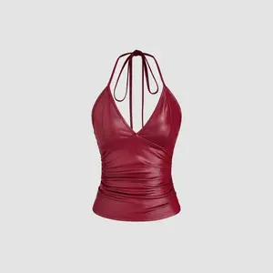 Cider [size 2-10] Halter Neckline Ruched Cami Top