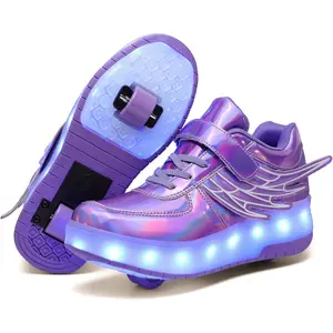Kids LED Roller Skate Shoes with Rechargeable Flashing Wheels, Light Up Sneakers for Boys Girls