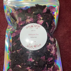 HIBISCUS TEA with Rose Petals 1 oz Pack Perfect for Relaxation and Refreshment Aromatic Herbal Tea Blend
