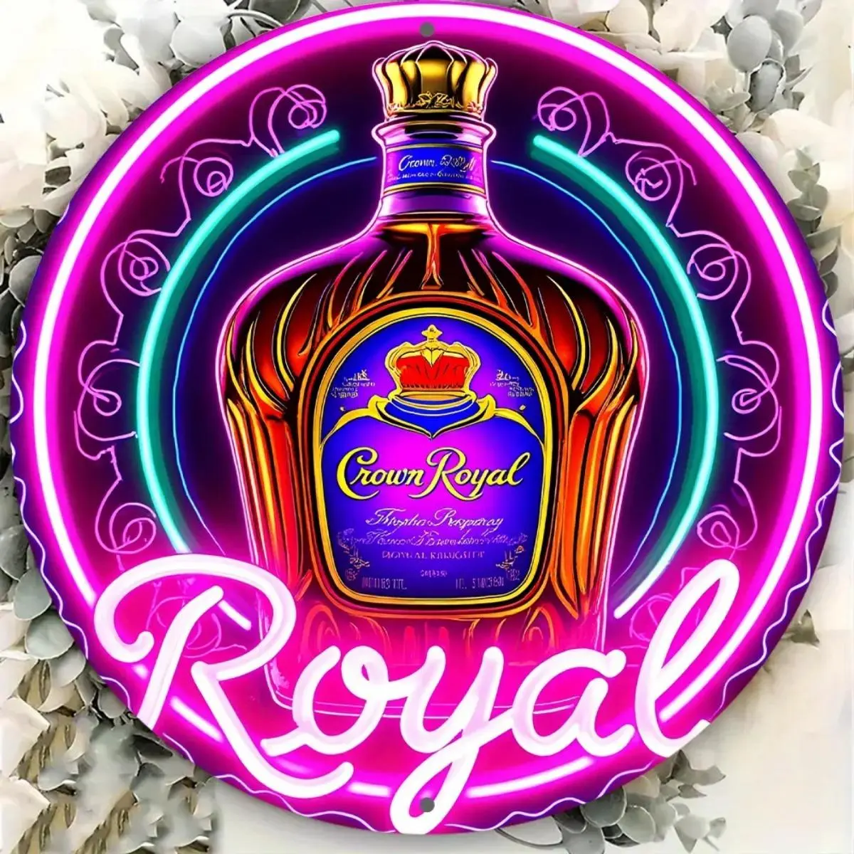 Crown Royal Neon Sign, Aluminum Wall Art with Vivid HD Print, Waterproof & Dustproof Hanging Decor, Modern Decorations for Home Bar, Cafe, Garage, Home Decor Products