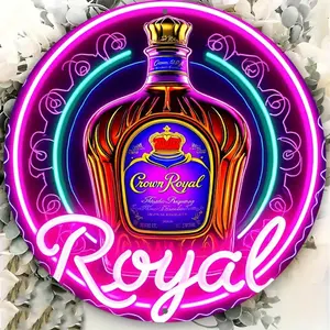 Crown Royal Neon Sign, Aluminum Wall Art with Vivid HD Print, Waterproof & Dustproof Hanging Decor, Modern Decorations for Home Bar, Cafe, Garage