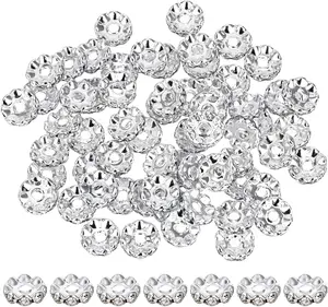 Rhinestone Beads for Pens Making, 100 count 12mm Bulk Beadable Spacer Beads Rhinestone Beads Glitter Wave   Beads for DIY Pens Bracelet  Making Craft Supplies(Style1)