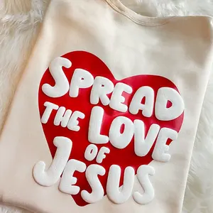 Spread Love Christian Unisex Puff Print Crewneck Pullover Sweatshirt