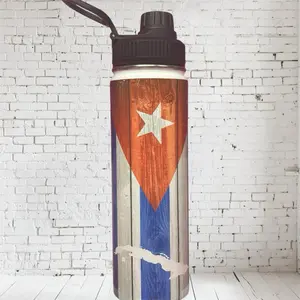 Patria y Vida Tumbler Stainless Steel Drinkware Water Bottles with Cuban Flag Design and Cuba Map Silhouette