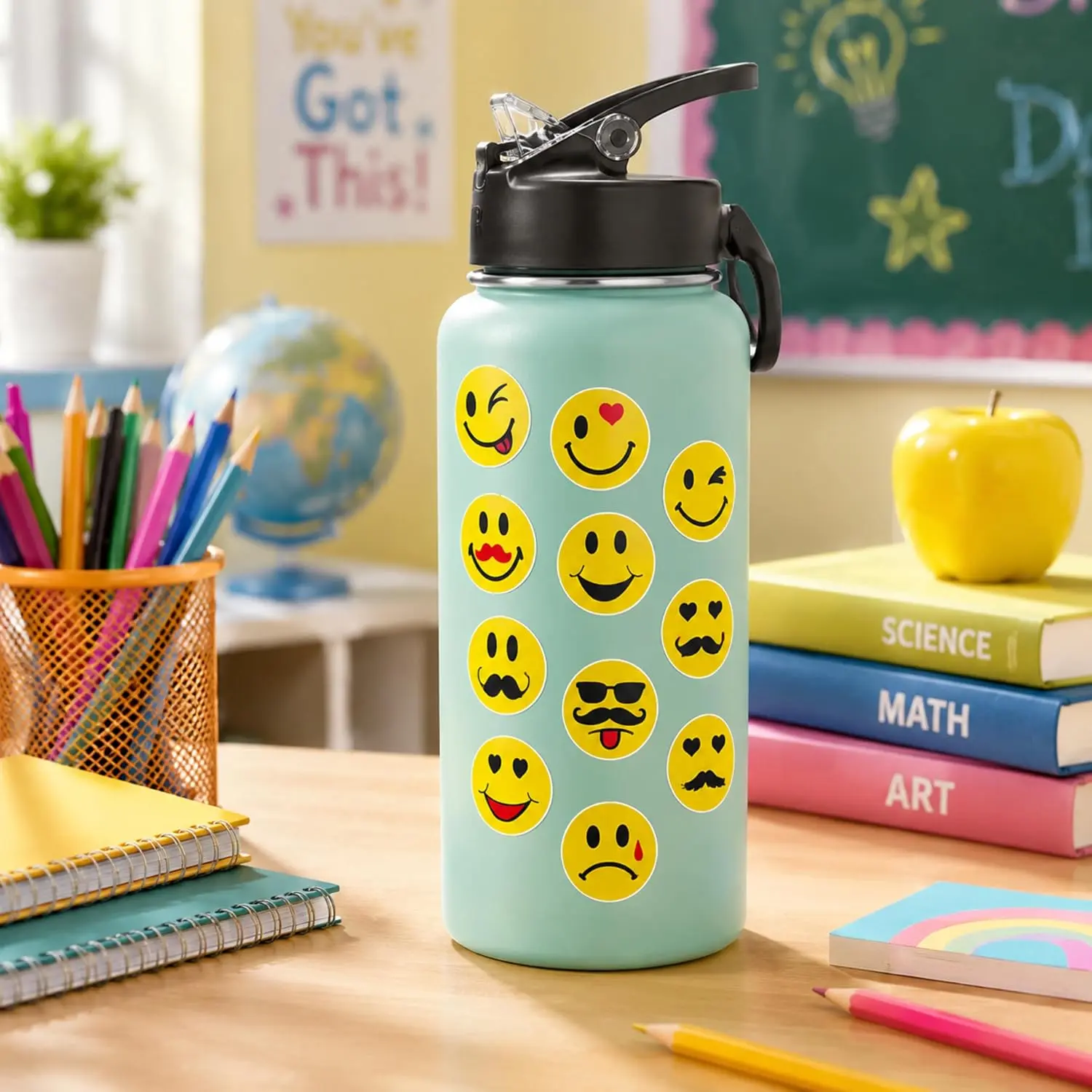 Smiley Face Emoji Reflector Vinyl Stickers - Hand Crafted, Waterproof Stickers