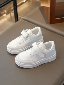Fashionable Solid Color Velcro Sneakers, Casual Comfortable Sports Running for Boys & Girls, All-match Round Toe Shoes for Daily Wear, Kids Shoes