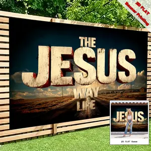 2D FLAT Banner, 1pc Religious Typography Gray, Polyester home decoration background banner, suitable for living room, bedroom and other indoor and outdoor decoration, a perfect gift for parties and festival celebrations, Party Decoration Supplies