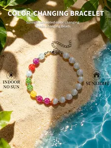 Dopamine Anklet for Women, UV Reactive Color Changing Beaded Anklet, Rainbow Beach Ankle Bracelet, Summer Vacation Jewelry for Festival Beach Pool Party