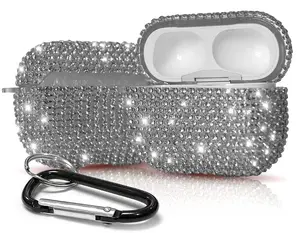 Rhinestone Case Chic Diamond Bling Cover with Shimmering/Shining Crystals and Carabiner Keychain Clip for Apple Airpods Pro (2019)