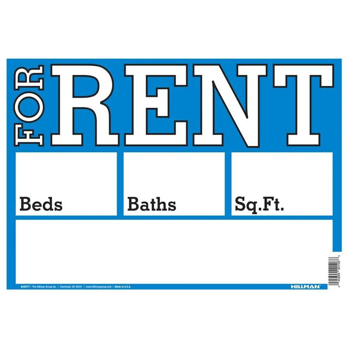 Hillman Group RSC 10x14 in. English Blue Rent Sign for Room Decor - Pack of 6