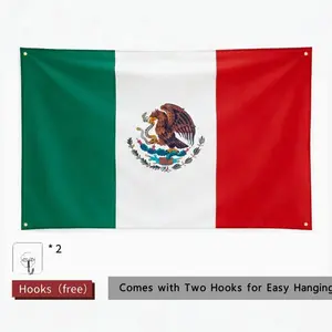 3x5 FT Bandera de México Flag Durable Polyester Fabric with Brass Grommets Double-Stitched Edges for Vibrant Colors Perfect for Mexican Celebrations Independence Day Cinco de Mayo