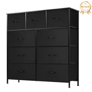 [DEAL] 9-Drawer Dresser, Storage Unit Organizer Chest for Clothes Tall Dresser & Chest for Bedroom, Hallway, Living Room, Dorm- Steel Frame, Wood Top