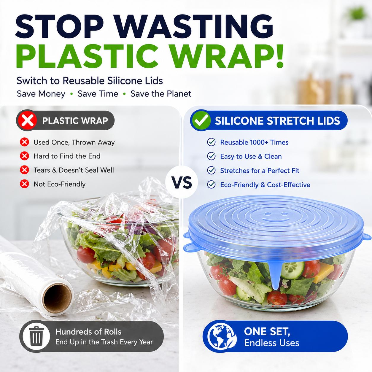 6 Pack Silicone Stretch Lids (2.6", 3.7", 4.3", 5.5", 6.3", 7.7"), Reusable Food Grade Silicone Covers for Bowls, Pots, Cups & Fruits, BPA Free 6 Pack Silicone Stretch Lids (2.6", 3.7", 4.3", 5.5", 6.3", 7.7"), Reusable Food Grade Silicone Covers for Bowls, Pots, Cups & Fruits, BPA Free