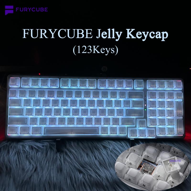 [KEYCAP ONLY] FURYCUBE Transparent Jelly Keycap Set 123 Keys Double-shot Side-printed ASA Height PC Material Mechanical/Magnetic Keyboard Customization Keycap Set, Cute beautiful Keycaps, Gift