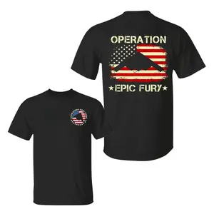 [Sale Up To 50%] Operation Epic Fury US Air Force B-2 Spirit Stealth Jet with American Flag T-Shirt, 4th Of July Patriotic Pride 2 Sided Design Unisex Cotton T-shirt for Men for Women Menswear Womenswear Top