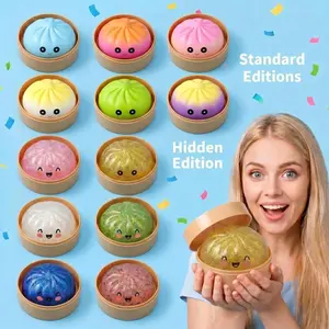 Extra Large Dumpling Baozi Squishy Blind Box 2026, Jumbo Steamed Bun Stress Relief Toy with Steamer, Random Rare Glitter Style, Soft Sensory Fidget for Adult Anxiety summervibes☀️ Kawaii Soft Squeeze, Decompression Squeeze
