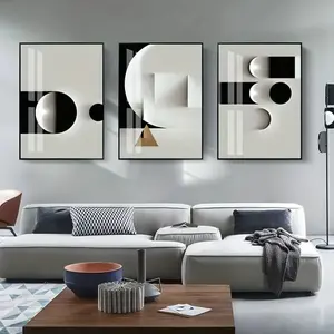 Modern Geometric Wall Art Set of 3, Modern Minimalist Design, Line Canvas Paintings, Home Decor for Living Room Bedroom Office, No Frame Included