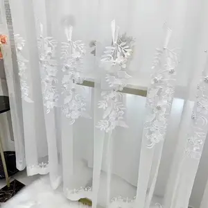 1pc French Court Style Embroidered Sheer Curtain, Pearl Accented, Soften Light, Protect Privacy, Home Decor for Bedroom Living Room Balcony, Window Curtain, Home Decoration Curtain