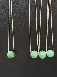 Natural Morralla Emerald Bead Necklace | Sterling Silver | Handmade May Birthstone | 7–9 MM Green Gemstone