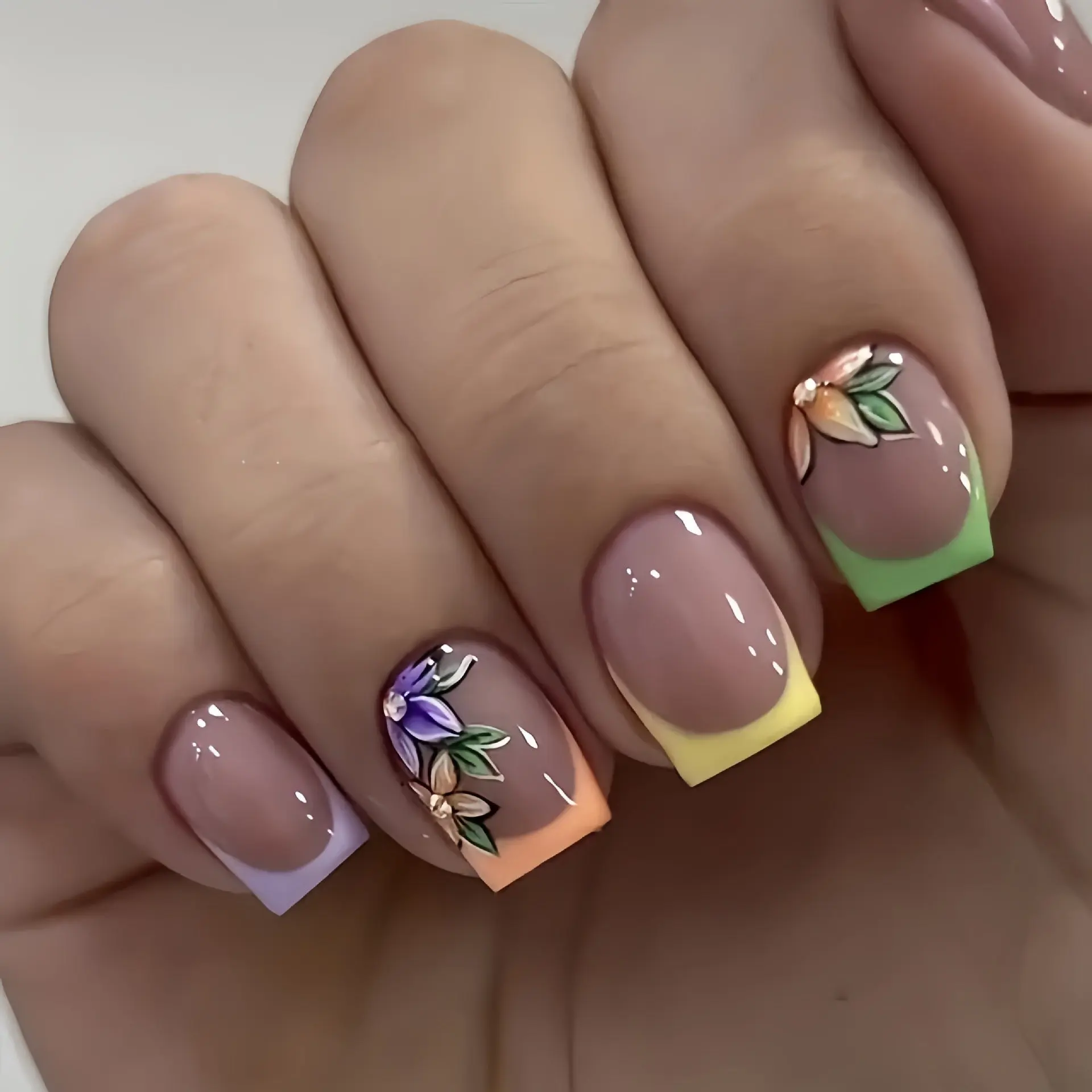 Curvlife short squoval french Fake Nails french nude glossy shiny for spring 2 Week Wear Damage Free Curvlife short squoval french Fake Nails french nude glossy shiny for spring 2 Week Wear Damage Free