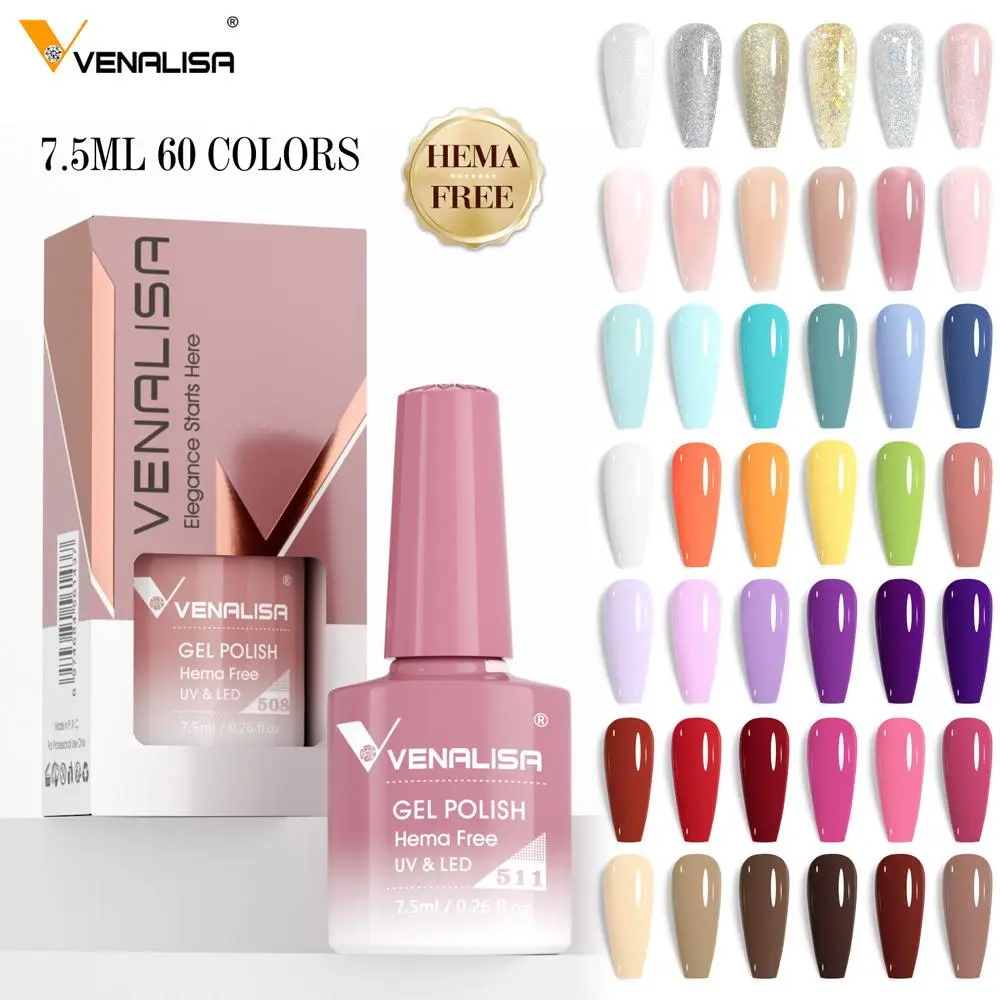 Venalisa 7.5ml HEMA-Free Nail Gel Polish Nude Pink Soak off UV LED Jelly Gel Varnish for Nail Manicure