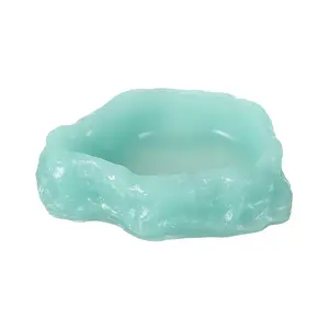PETAXCELL Reptile Food Bowl, Reptile Feeding Dish Corner Bowl Water Resin Rock Worm Feeder Dish XS (3.7 In, Glow Light Green), Intended for Lizards/o/Scaled Pet /Leopard o /Spiders