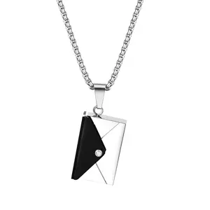 OIDEA Couple Love Gift Stainless Steel Locket Necklace Set - 100 Languages Photo Pendant, Matching Couple-Themed Necklaces for Anniversary (Silver, Black)