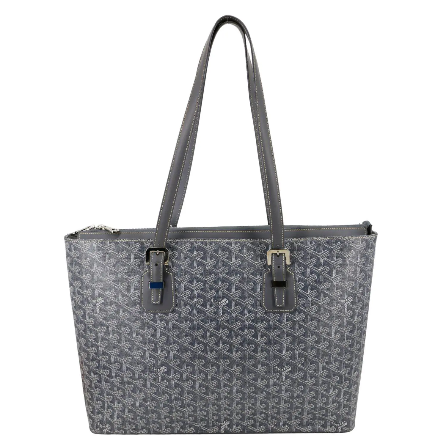 Pre-owned Goyard Canvas Clutches & Wristlets Okinawa PM Chevron Print Tote Bag Grey