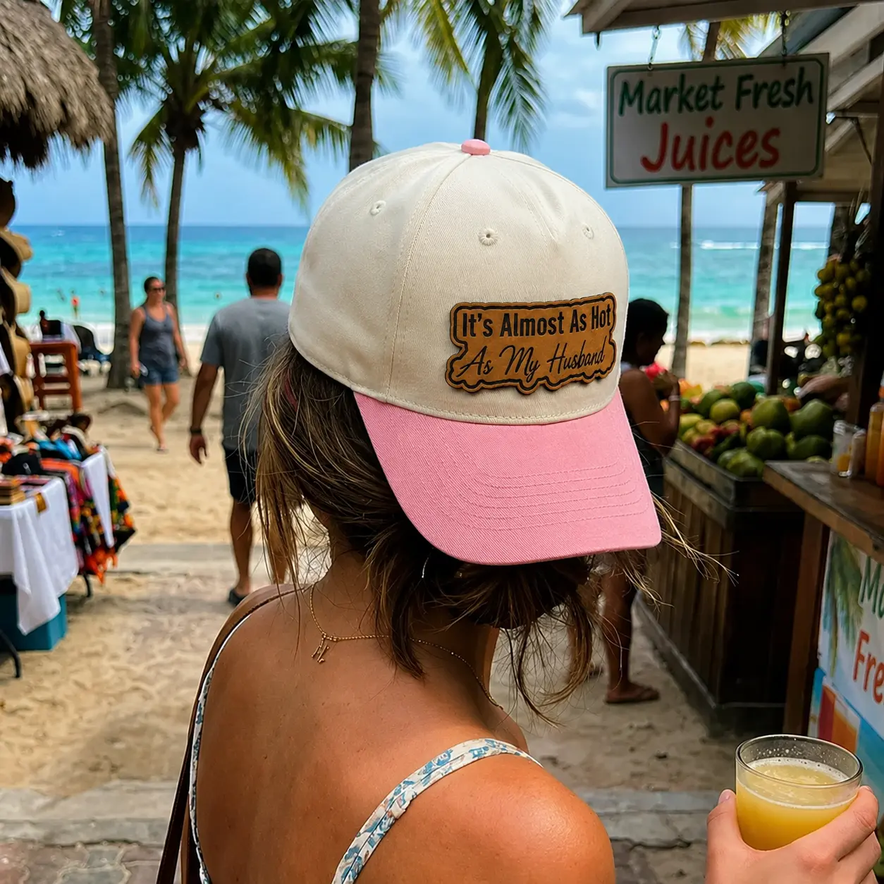 It’s Almost As Hot As My Husband Leather Patch Hat, Leatherette Cap, Funny Quote Husband Gift, Adjustable Outdoor Baseball Cap, Men Hat Gift