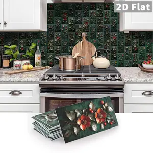 16pcs/32pcs/64pcs 3D Self-Adhesive Chocolate Color Floral Tiles, Waterproof Pe Foam Crystal Film Kitchen Bathroom Wall Stickers