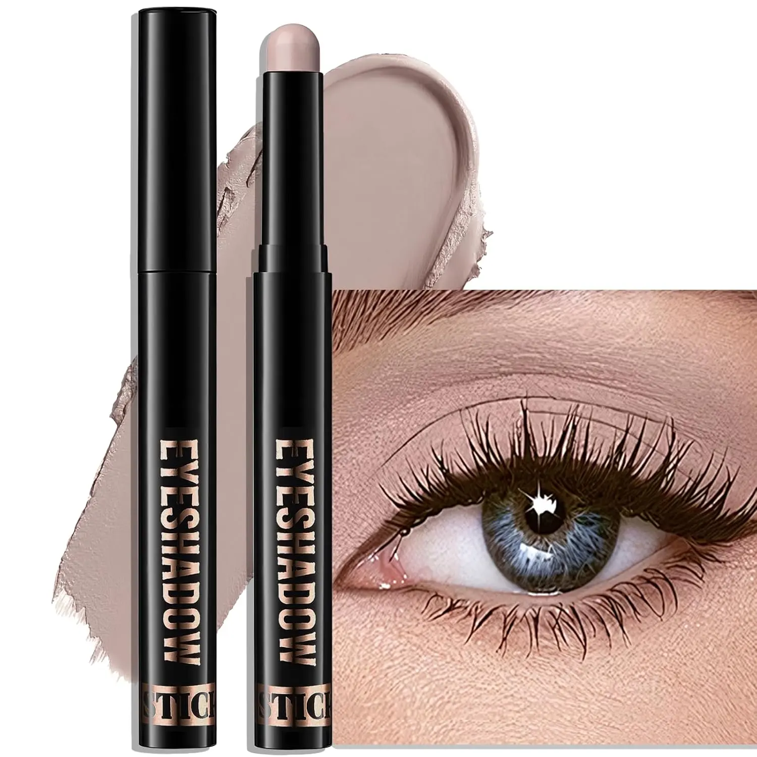 Eyeshadow Stick Light Taupe Matte Cream Eye Shadow Stick Waterproof Nude Neutral Eyeliner Pencil Long Lasting Eye Highlighter Makeup Highly Pigmented Easy to Use Eyeshadow Crayon for Women